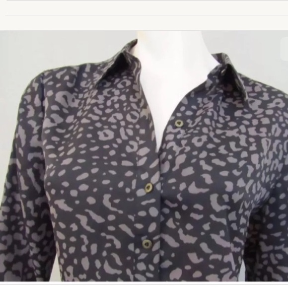 Black gray cheetah animal print shirtdress S small - Picture 3 of 5